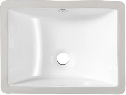 16 Inch Small Rectangle Undermount Bathroom Sink Vessel Sink Lavatory Ceramic White Vanity Top Sink with Overflow (15.7"X11.8")