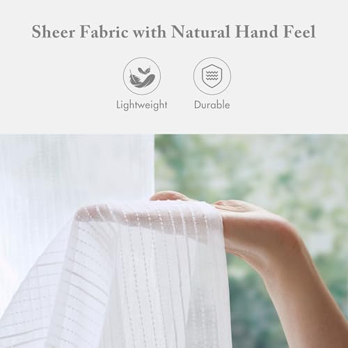 Madison Park Anna Sheer Shower Curtain for Bathroom, 72 x 72, White
