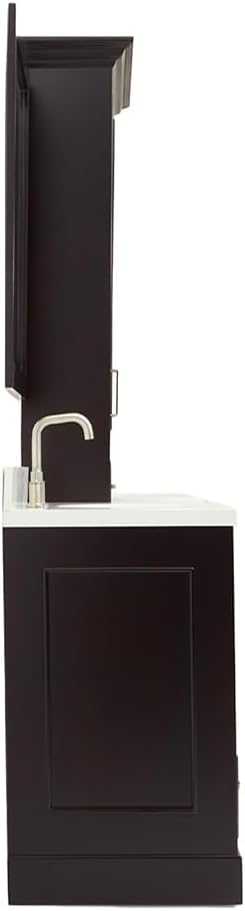 ARIEL Stafford 84-inch Bathroom Vanity with Sink,Solid Wood, 1.5-inch Pure White Quartz Countertop & Backsplash, Double Oval Porcelain Sink, 5 Soft Closing Doors, 6 Dovetail Drawers, Espresso