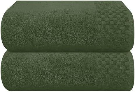 MyOwn Ultra Soft 2 Pack Oversized Bath Towel Set 28x55 inch, Cotton Large Bath Towels, Highly Absorbant Compact Quickdry & Lightweight Towel, Ideal for Gym Travel Camp Pool - Olive Green