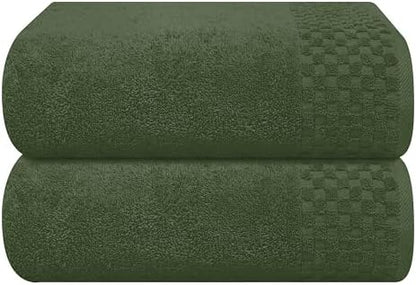 MyOwn Ultra Soft 2 Pack Oversized Bath Towel Set 28x55 inch, Cotton Large Bath Towels, Highly Absorbant Compact Quickdry & Lightweight Towel, Ideal for Gym Travel Camp Pool - Olive Green