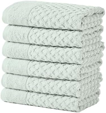 Great Bay Home Hand Towels - 100% Cotton 6 Pack 26x16 Hand Towel Set - Absorbent, Durable, Quick-Dry Towels for Bathroom (Pastel Blue)