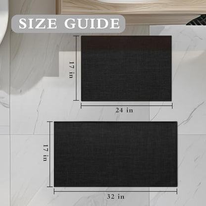 YIHOUSE Bathroom Rugs Thin Bath Mat Sets 2 Pieces Quick Dry,Black