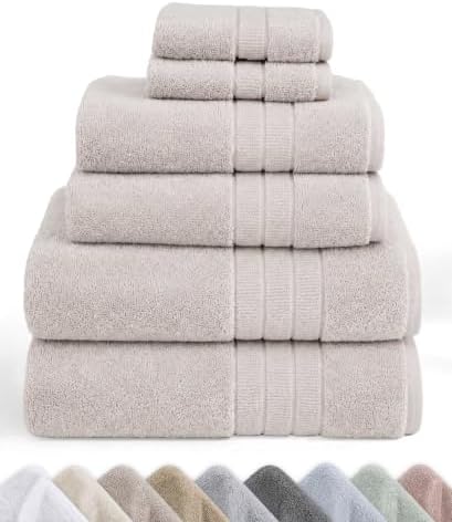 California Design Den Organic Cotton Luxury Bath Towel Set, Light Beige