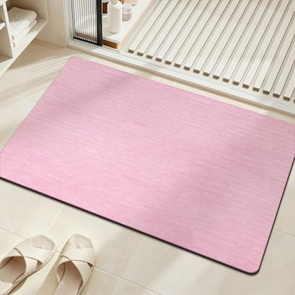 Mecko Bath Mat 20"x32",Ultra Thin Bathroom Rug fit Under Door Pink
