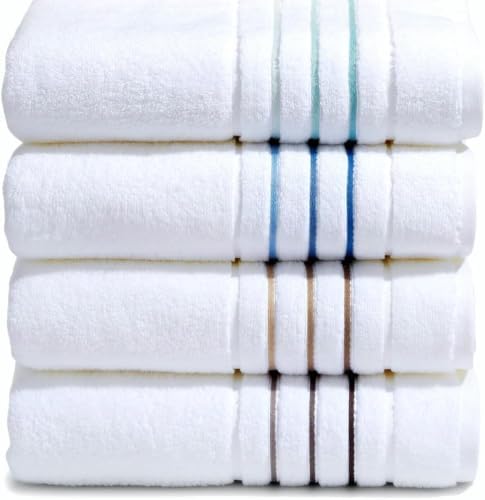 Bath Sheet Towels for Bathroom – Luxury 1-Piece Cotton Towels (70''x35''), Soft Absorbent & Quick Dry, 600 GSM Bath Towels for Bathroom, Hotel Spa Quality (White/Brown Taupe, 1-Bath Sheet)