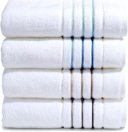 Bath Sheet Towels for Bathroom – Luxury 1-Piece Cotton Towels (70''x35''), Soft Absorbent & Quick Dry, 600 GSM Bath Towels for Bathroom, Hotel Spa Quality (White/Brown Taupe, 1-Bath Sheet)