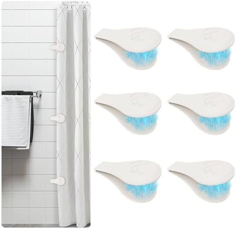 Magnetic Silicone Shower Curtain Clips for Liner 6 Packs (White)