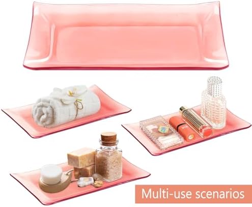 Haturi Bathroom Accessories Set, 4 Pcs Pink Glass Bathroom Accessories Sets Complete w/Lotion Soap Dispenser, Toothbrush Holder, Apothecary Jar, Vanity Tray, Bathroom Decor, Gift for Home Apartment