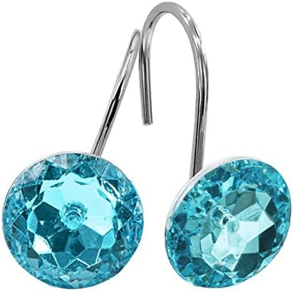Aqua Diamond Crystal Bling Shower Curtain Hooks Rings for Bathroom,24PCS