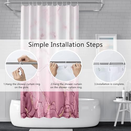 Pink Extra Long Waterproof Shower Curtain 72x96 inches