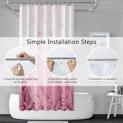 Pink Extra Long Waterproof Shower Curtain 72x96 inches