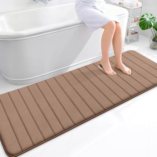 OLANLY Memory Foam Long Bathroom Rugs Runner 70x24, Super Soft Absorbent