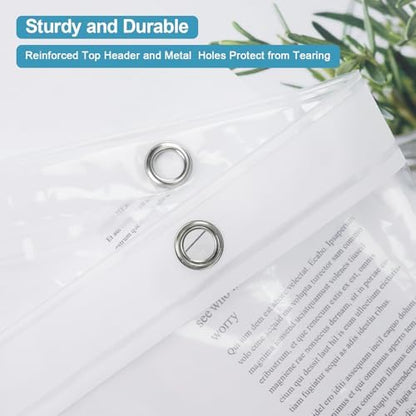 EurCross 9G Clear Shower Curtain Liner 72 x 78 inches Long with 5 Magnet Weights, Heavy Duty Weighted Premium PEVA Plastic Shower Curtain Liner for Bathroom, Without Hooks (Pack of 2)
