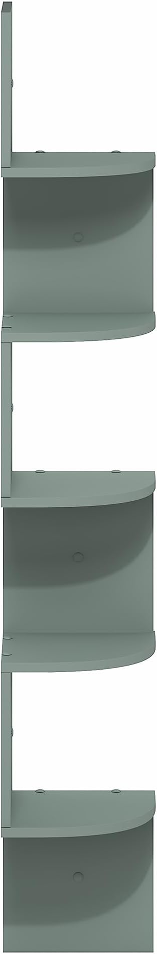 Furinno Rossi Floating Book Shelves for Wall, 5-Tier Zigzag Corner Shelf Wall Mounted, Radial Corner Floating Shelf, for Living Room, Bedroom, Bathroom, Home Office, Sage Green
