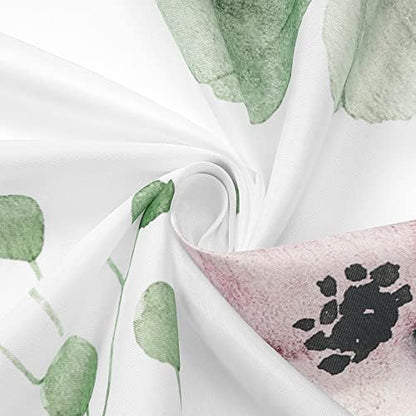 Gibelle Watercolor Floral Shower Curtain, Sage Green Beige Flower Shower Curtain for Bathroom, Modern Minimalist White Waterproof Fabric Shower Curtain Set 72x72 Inch (Pack of 2)