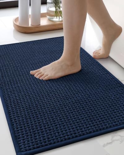 Color&Geometry 24"x36" Chenille Pile Bathroom Rugs Upgraded Denser,Blue