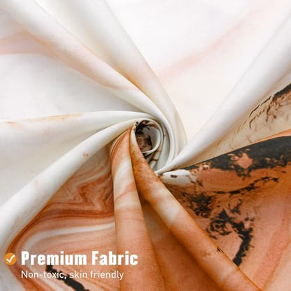 Orange Marble Fabric Shower Curtain, Abstract Watercolor, 72 x 72 Inches