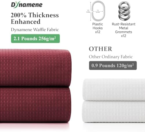 Dynamene Extra Wide Waffle Shower Curtain 256 GSM Fabric 108x72 Burgundy