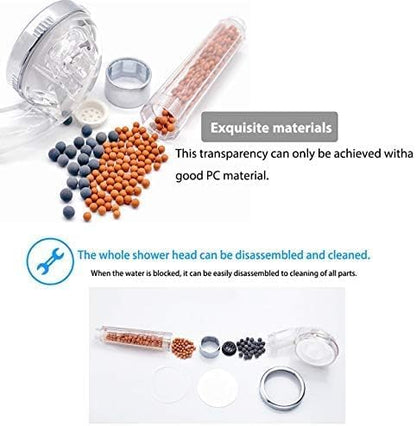 Shower Head,High Pressure Water Saving Detachable 3 Mode Function Filtered Handheld Showerhead for Dry Hair & Skin SPA