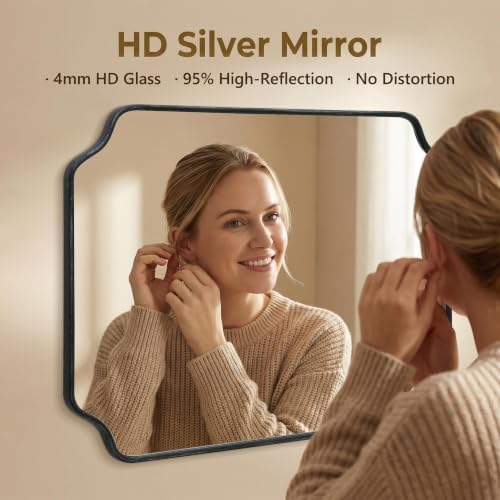 Besdomus Black Modern Bathroom Mirror: 24"x32" Minimalist Vanity Mirrors