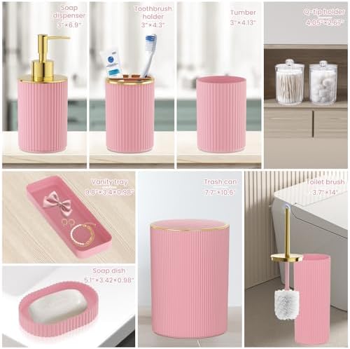 Light Pink Bathroom Accessories Set, 10PC Bathroom Set