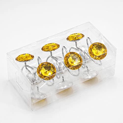 Crystal Diamond Round Shower Curtain Hooks Rings for Bathroom,Gold,12PCS