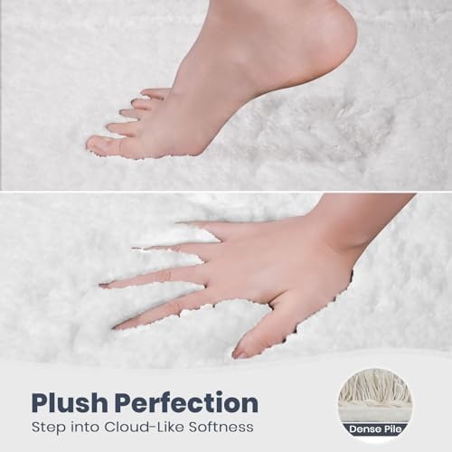 PURRUGS Bathroom Rug, Bath Mat, 20" x 24" U-Shaped, White