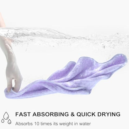 18 Piece Bath Towels Set,100% Microfiber Family Bathroom Towel with Hanging Loops-6 Bath Towels,6 Hand Towels,6 Washcloths,Quick Dry Highly Absorbent Shower Towel for Bathroom,Hotel,Spa-Light Purple