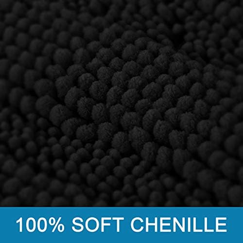 H.VERSAILTEX Bathroom Rugs Bath Rug Set 2 Piece Bathroom Contour Rug Toilet Mat Sets Non Slip Contour Bath Rug Set Ultra Thick Water Absorbent Striped Washable(20" x 32" Plus 20" x 20" U, Black)