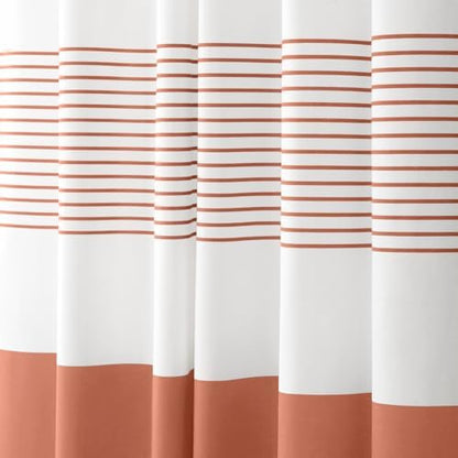 Coral Boho Cotton Striped Shower Curtain with Tassel 72" W X 72" L