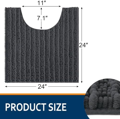 Smiry Bathroom Toilet Rugs U Shaped 24x24, Chenille Bath mats for Toilet