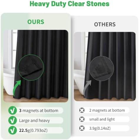 eachope Waterproof Fabric Shower Curtain Liner,72x72 Inch Black,1 Pack