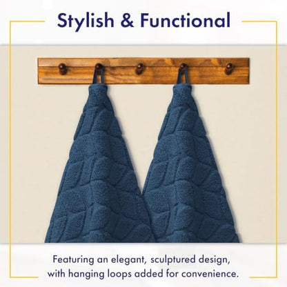 Alusa Home Ultra Soft & Stylish 700 GSM Luxury Bath Sheets | Pack of 2 | Extra Large 35x70 Inches | 100% Zero-Twist, Long-Staple Cotton | Remarkably Absorbent (Navy Blue)