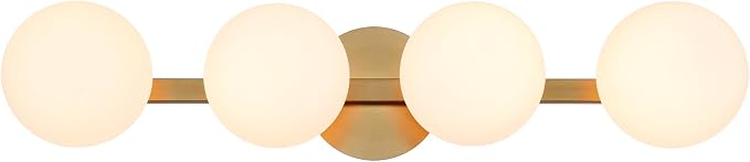 Gold Bathroom Vanity Light Fixtures, Modern 4 Lights Aged Brass Globe Wall Sconce Lighting, Porch Wall Mount Light Fixture for Bathroom, Mirror Cabinets Hallway Stairs (Aged Brass, 4-Light)