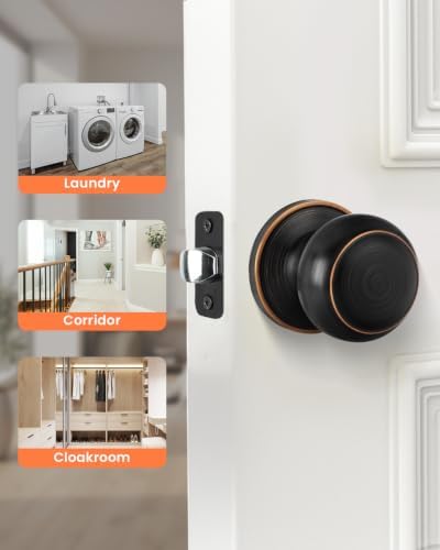 Haidms 1 Pack Oil Rubbed Bronze Passage Door Knob, Bronze Closet Door Knobs, Passage Doorknob Interior for Closet or Hall, Hallways