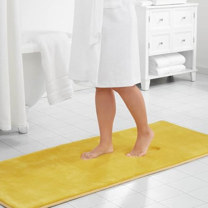 Memory Foam Bath Mat Non Slip Absorbent Super Cozy Velvet Bathroom Rug Carpet (60 inches X 24 inches, Mustard)