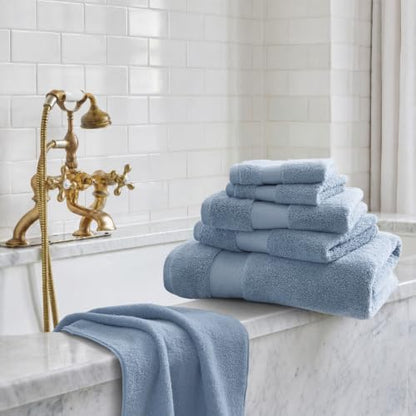 Madison Park 100% Turkish Cotton 600 GSM Bath Towel Set, 6 Piece, Soft Blue