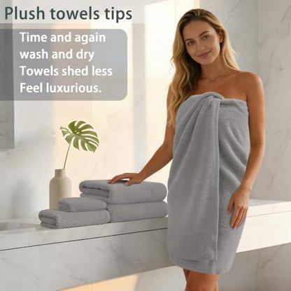 VOOVA & MOVAS 6PC Towel Set, 100% Cotton, Gray