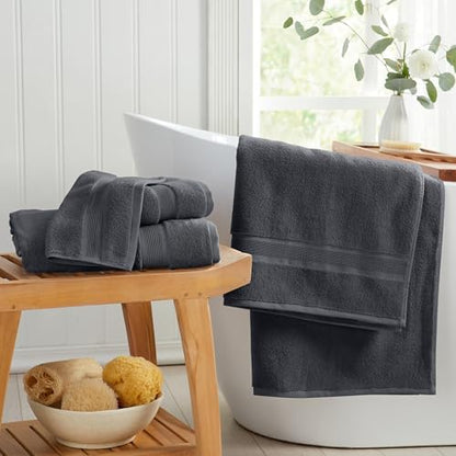 Luxury Bamboo Rayon Oversized Bath Towel Set | 2-Pack | Ultra Soft | Grey
