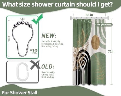 Sage Green and Gold Stall Shower Curtain, 36X72 in Narrow Small