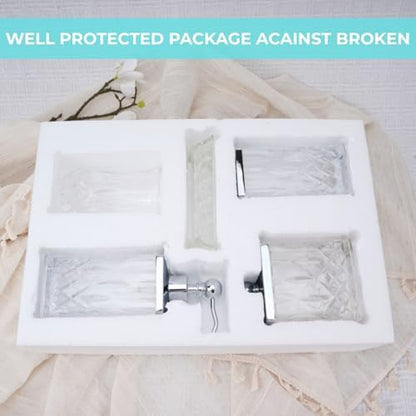 Clear Bathroom Accessories, Square Thick Glass & Metal Pump