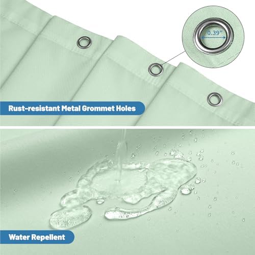 1 Pack Water-Repellent Fabric Shower Curtain Liner, 72x72 MintGreen