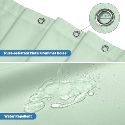 1 Pack Water-Repellent Fabric Shower Curtain Liner, 72x72 MintGreen