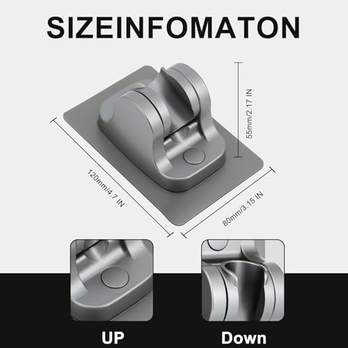 2-Pack MAYYAYA Shower Head Holder, Adhesive Wall Mount, Grey