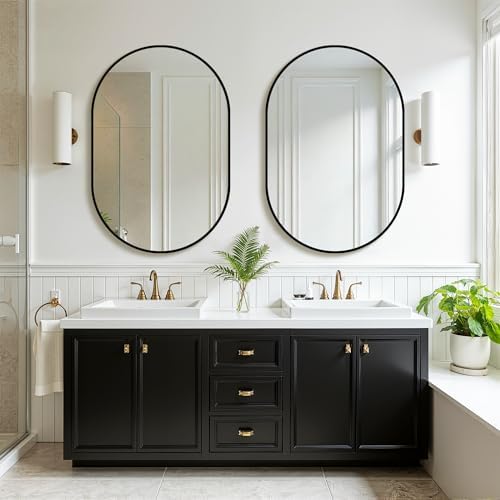 Oval Bathroom Mirror for Over Sink, 24"x36" Vanity Mirror for Wall, Black