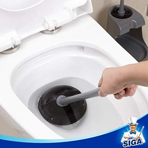MR.SIGA Toilet Plunger and Brush Combo for Toilet Cleaning, Gray, 2 Set (Pack of 6)