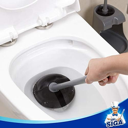 MR.SIGA Toilet Plunger and Brush Combo for Toilet Cleaning, Gray, 2 Set (Pack of 6)
