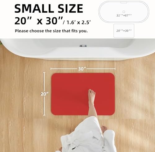 TYUU Thin Bath Mat, Small Christmas Bathroom Rugs Non Slip, 20x30 Red