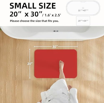 TYUU Thin Bath Mat, Small Christmas Bathroom Rugs Non Slip, 20x30 Red